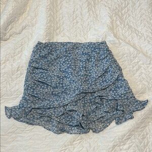 Floral Blue Ruched Skirt/Skort